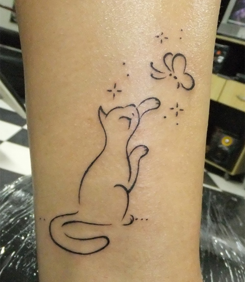Lovely Cat With Butterfly Tattoo intended for measurements 960 X 1106