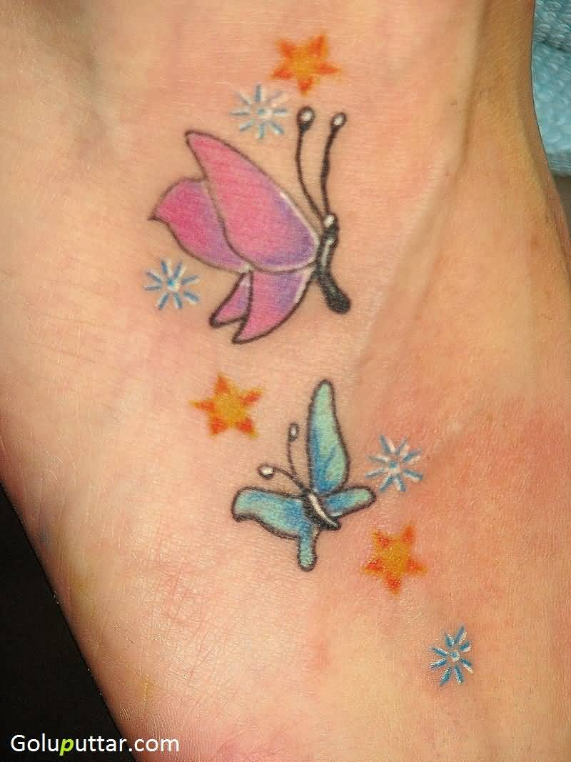 Lovely Pink And Blue Butterfly Tattoo Goluputtar with sizing 800 X 1067