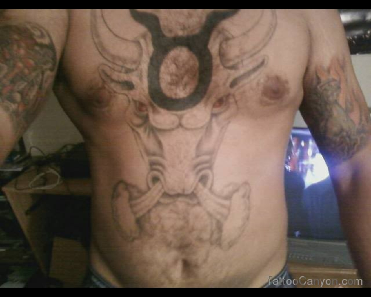Man With New Taurus Tattoo On Chest Tattooshunt in size 1280 X 1024
