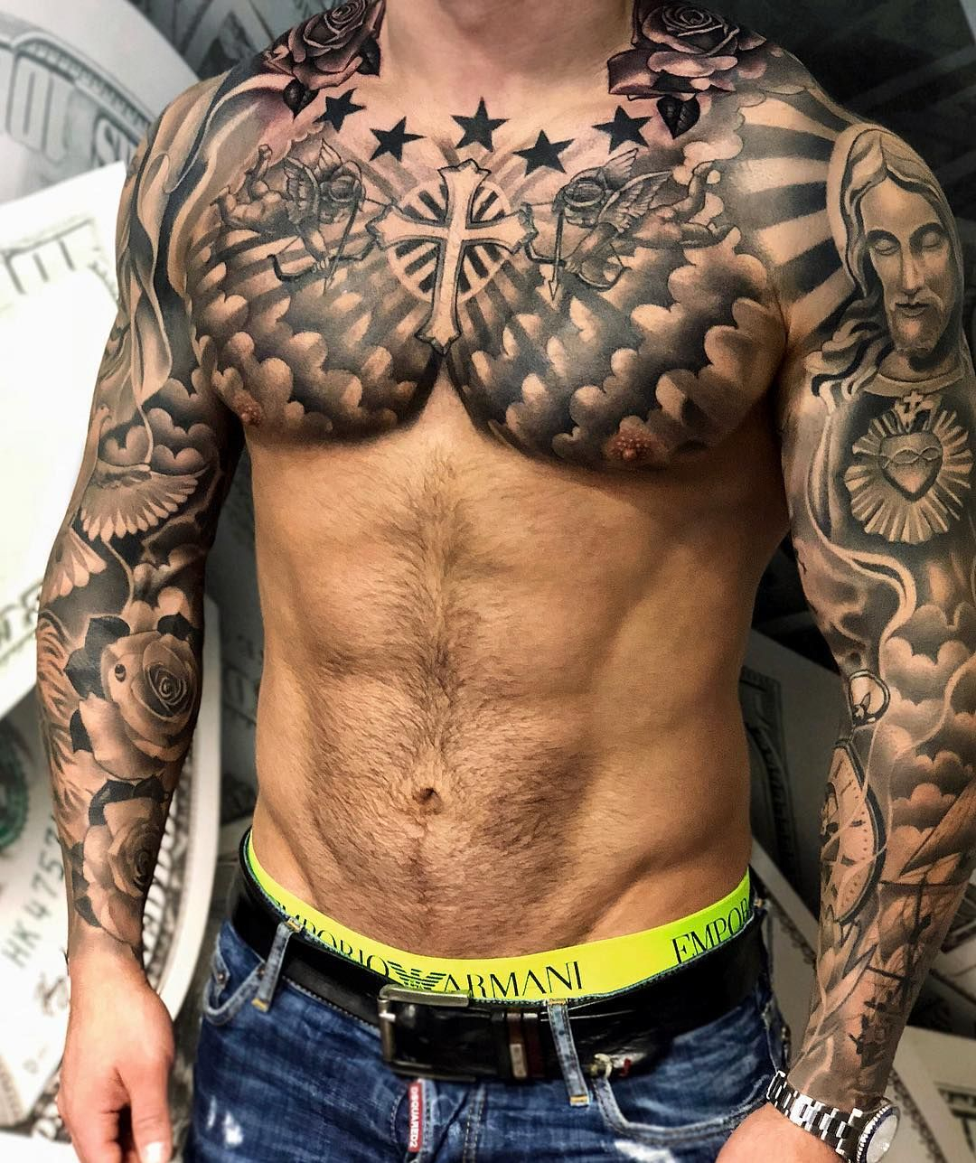 Mans Tattoed Model For Him Cool Chest Tattoos Tattoos For Guys with proportions 1080 X 1287