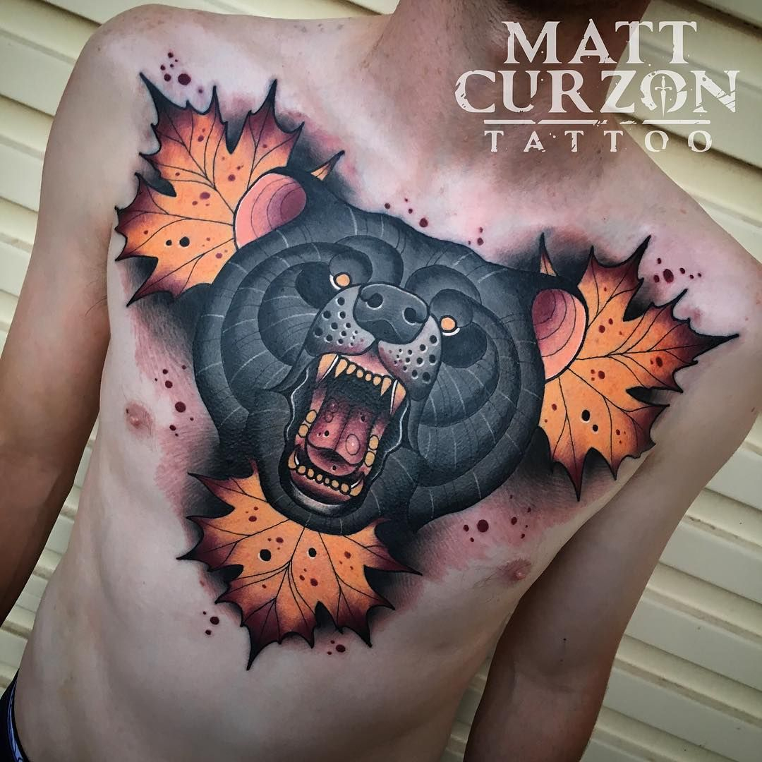 Matt Curzon Bear Tattoo Chest Neo Traditional Tattoos Bear with regard to sizing 1080 X 1080