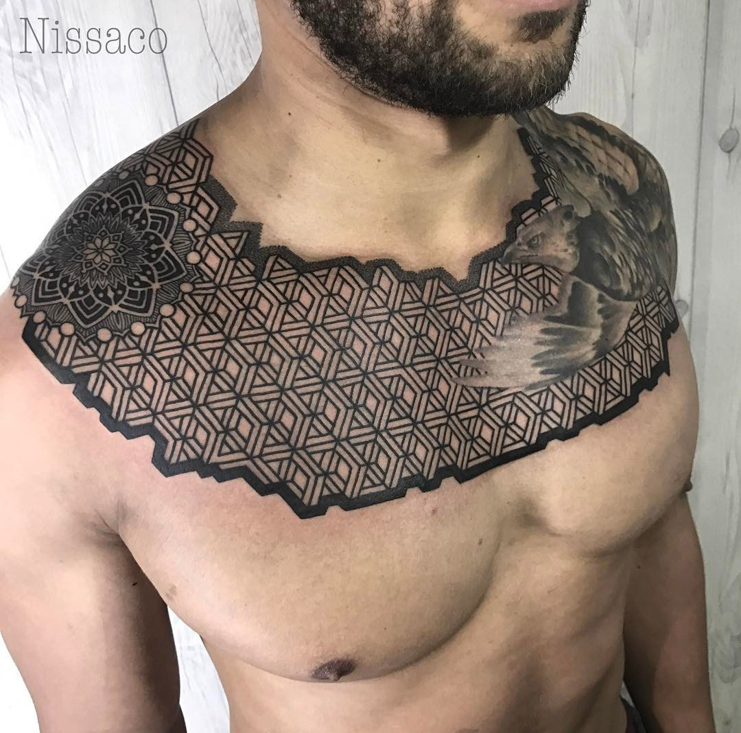 Mens Geometric Chest Tattoo Best Tattoo Design Ideas intended for sizing 1080 X 1068