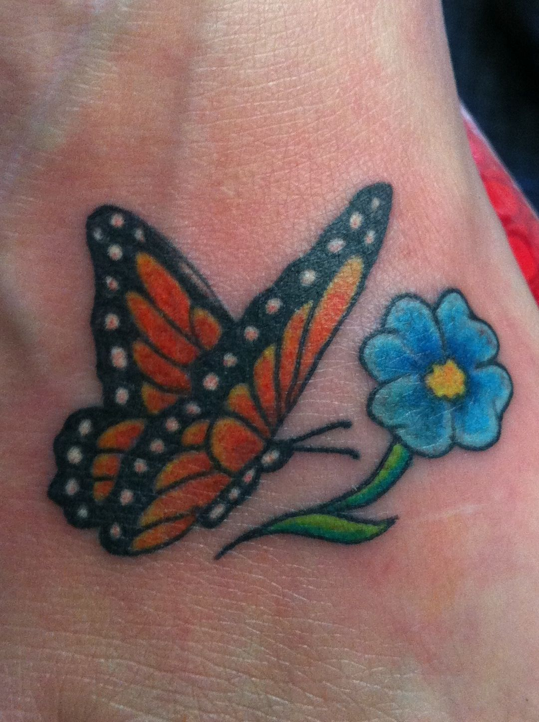 Monarch Butterfly Tattoo And Forget Me Not Flower In Memory Of A within siz...
