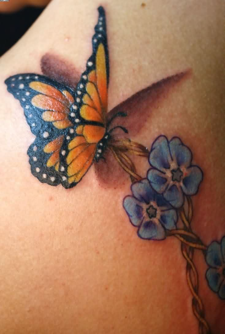 Monarch Butterfly With Flowers Tattoos Tattoos Ink Butterfly pertaining to sizing 734 X 1088