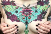 Moth Flowers Girls Chest Tattoo Best Tattoo Design Ideas inside proportions 1060 X 980