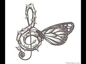 Music Notes Designs Beautiful Butterfly Music Note Tattoos Design with regard to proportions 1400 X 1050