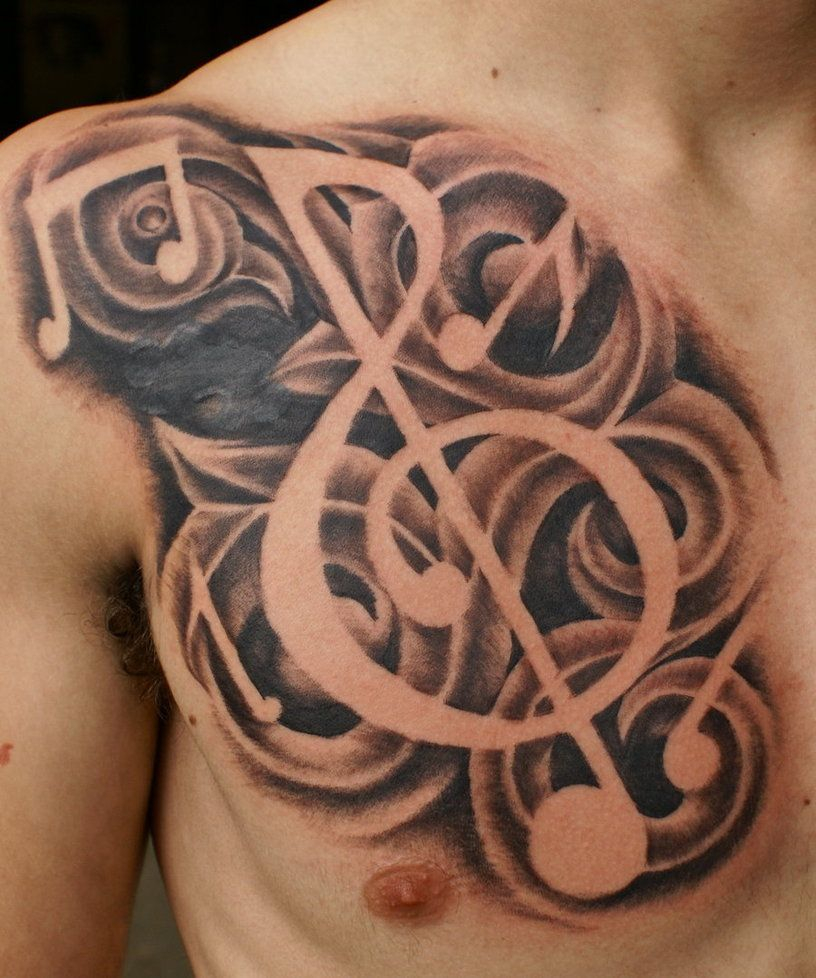 Musical Chest Piece Tattoo Jonny Tattoos Tattoo Shading Music for sizing 816 X 978