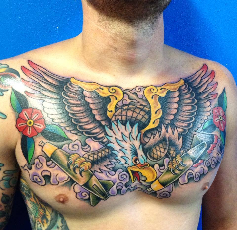 My Traditional Eagle Chest Piece Knocked It Out In One Sitting Bo for proportions 960 X 934