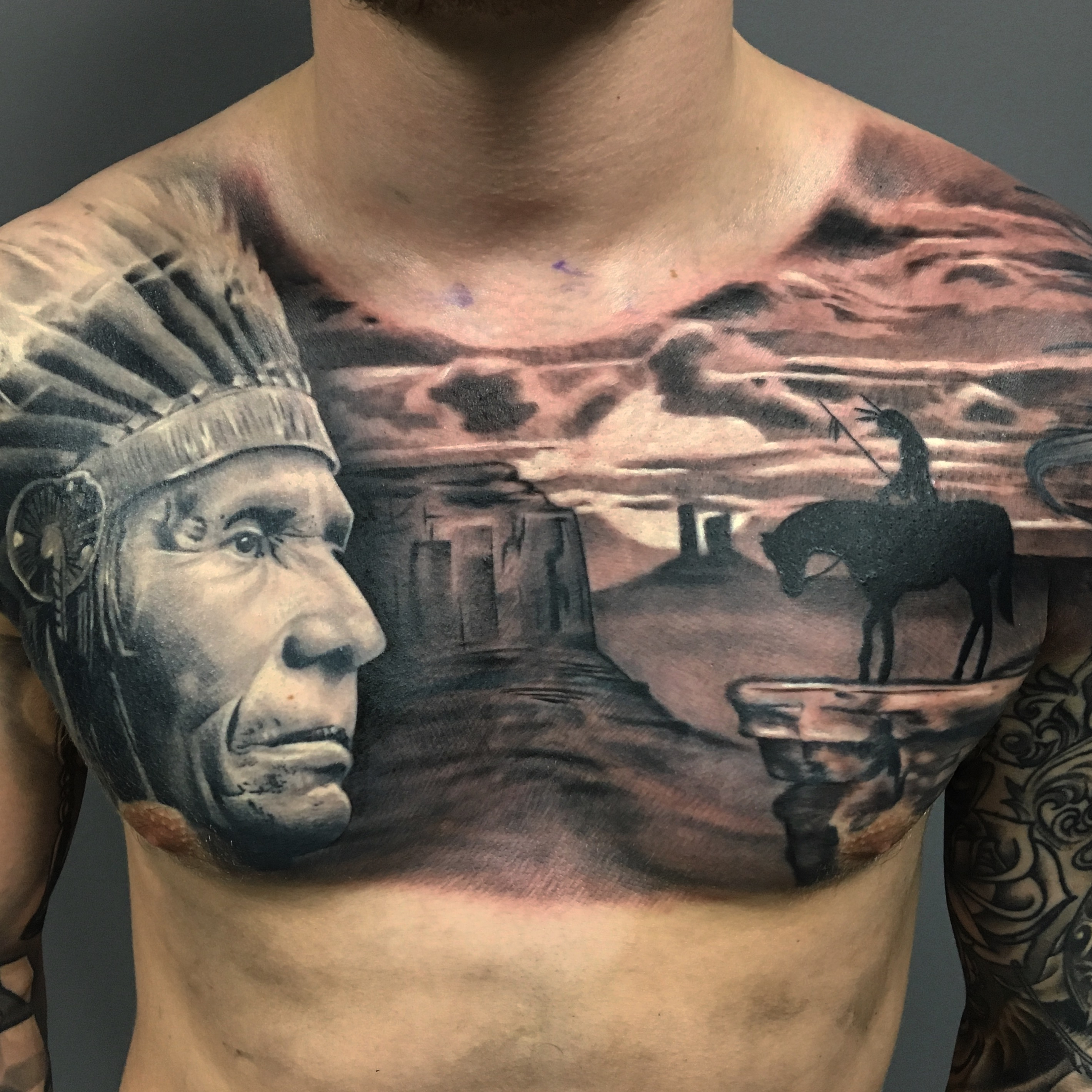 Native American Chest Piece Award Winning Surrealistic Sanctuary for proportions 2839 X 2839