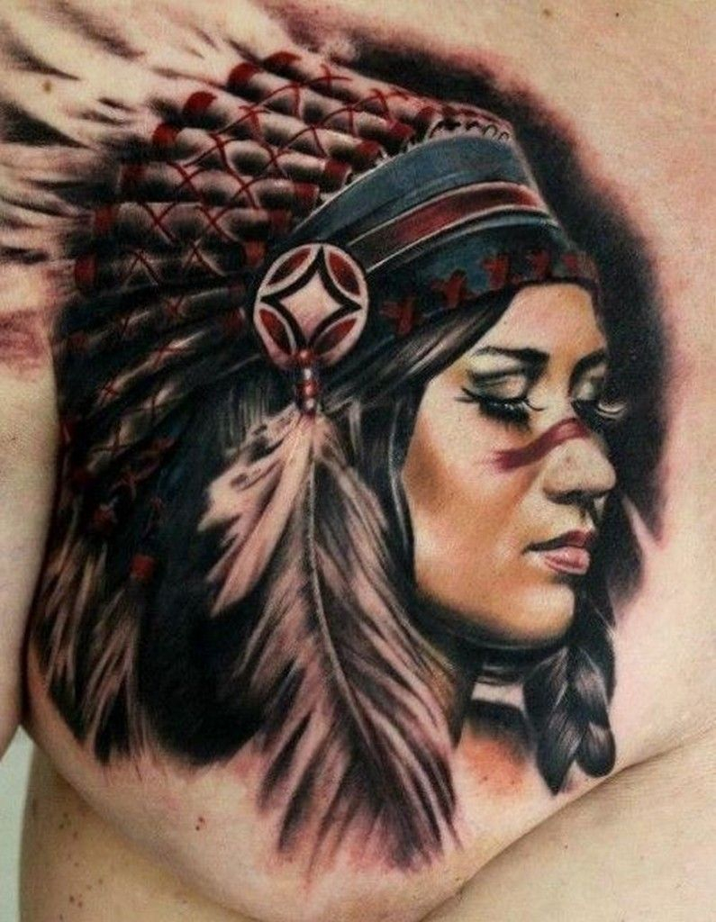 Native American Girl Tattoo On Chest Moni Marino Tattoos Book pertaining to proportions 795 X 1024