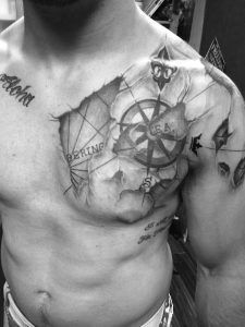 Nautical Chart Compass Rose Chestshoulder Piece Tattoo Alaska with proportions 852 X 1136