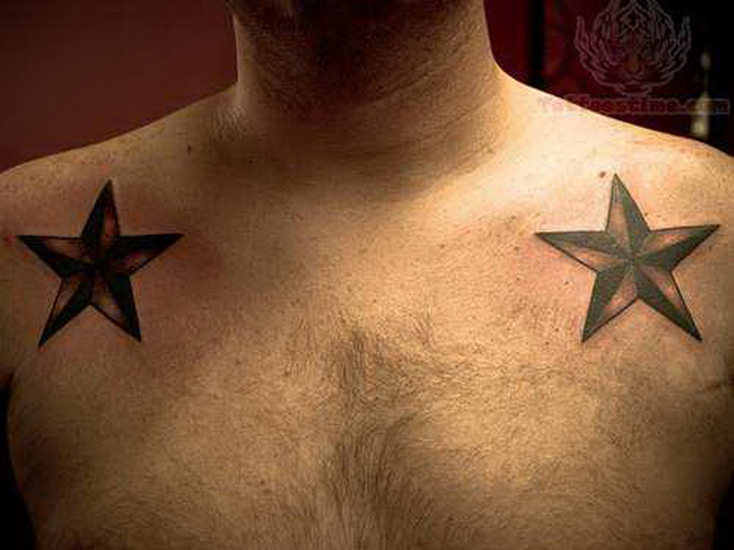 Nautical Star Tattoos On Front Shoulders For Men with regard to proportions 1048 X 786