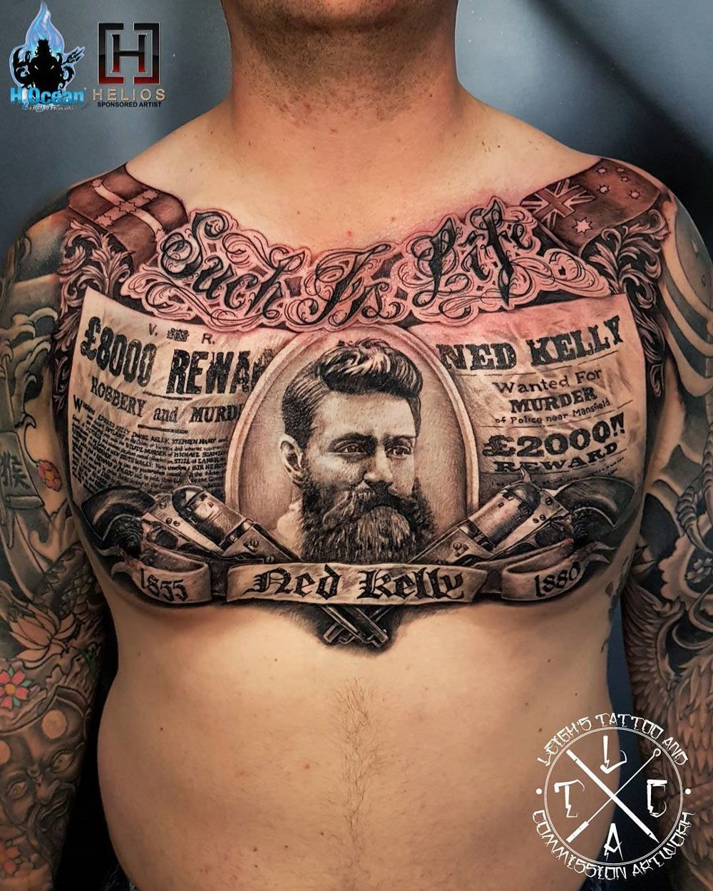 Ned Kelly Chest Tattoo Full Chest Chest Piece Tattoos Cool within measurements 1000 X 1250