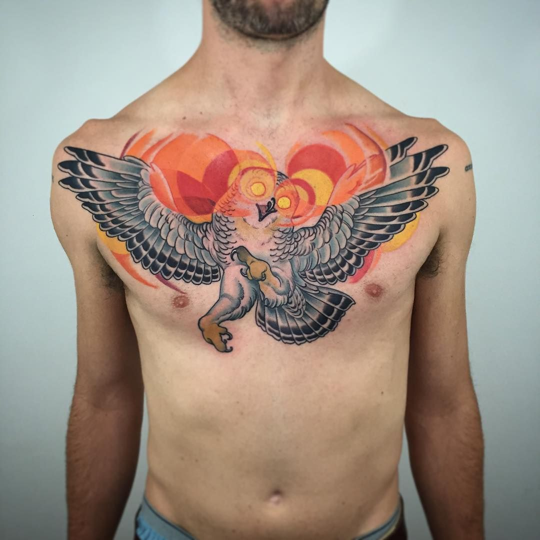 Neo Traditional Tattoo With Owl And Chest Tattoo intended for size 1080 X 1...