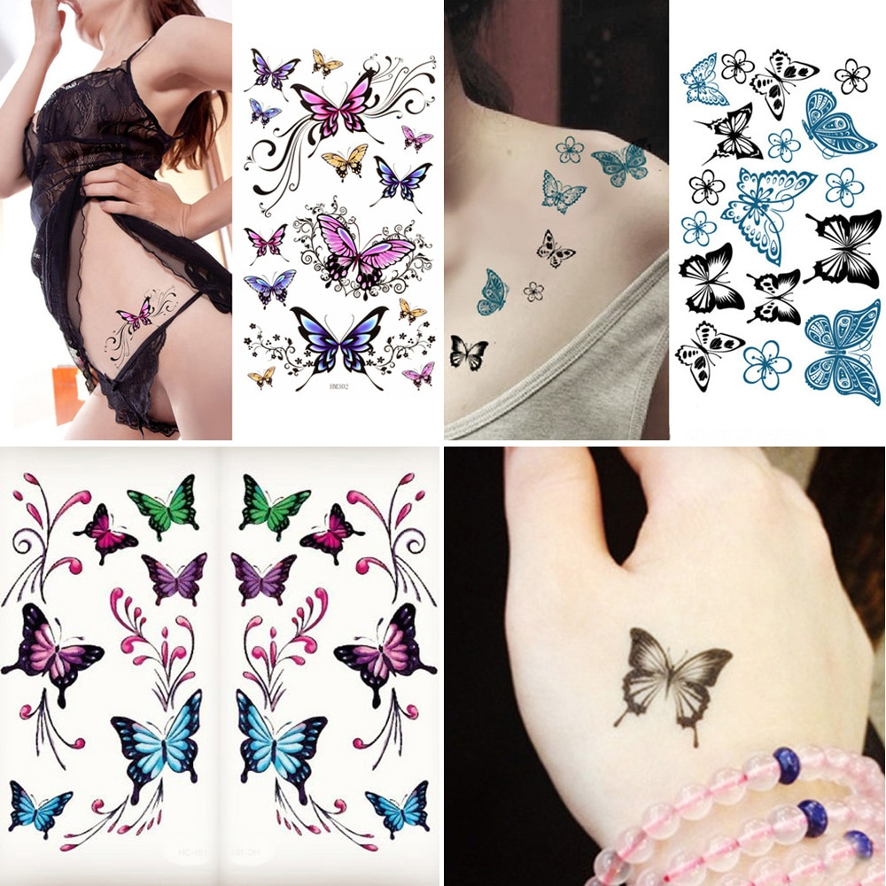 New Beauty Removable Waterproof Temporary Butterfly Tattoo Body Art throughout measurements 1000 X 1000