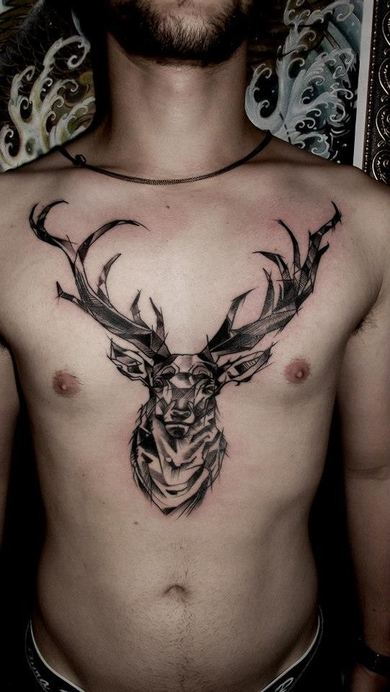New Style Deer Tattoo On Chest Tattoos Book 65000 Tattoos Designs intended for sizing 800 X 1420