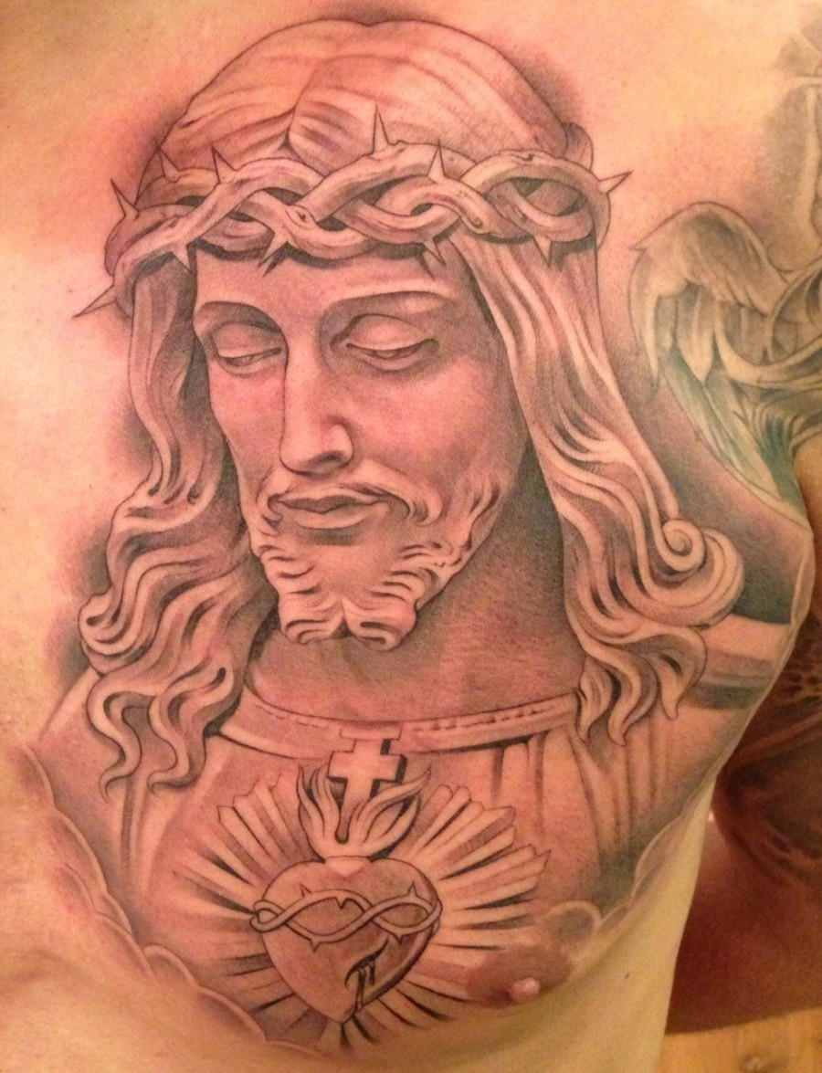 New Tattoo Miguel Ochoa Of Lowrider Jesus Religious Chest Piece with measurements 900 X 1175