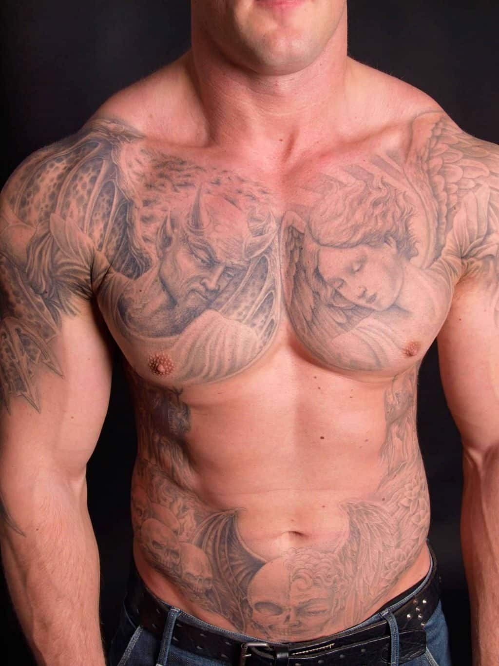 Good Vs Evil Chest Tattoos Arm Tattoo Sites