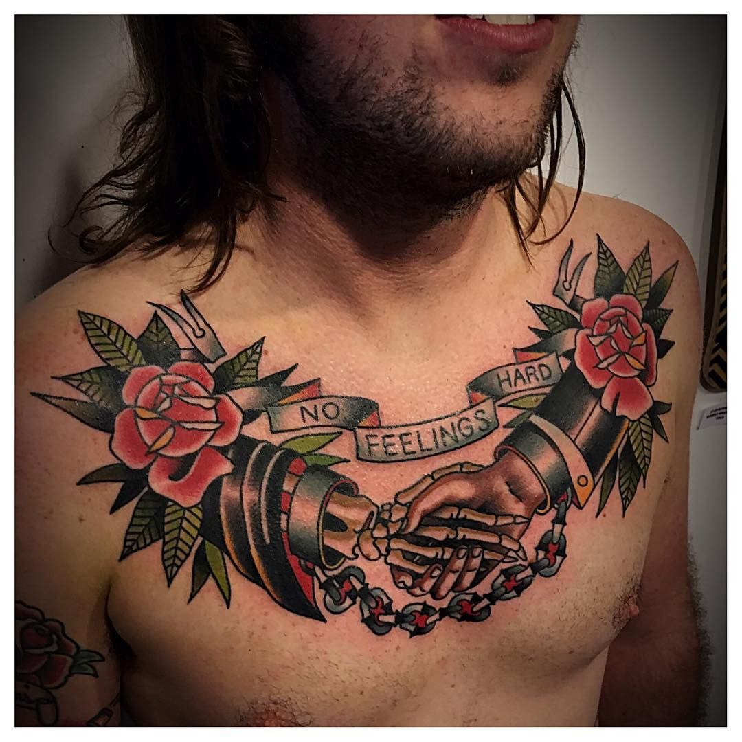 No Hard Feelings On Traditional Chest Tattoo Sollylevine Tattoo pertaining to measurements 1080 X 1080
