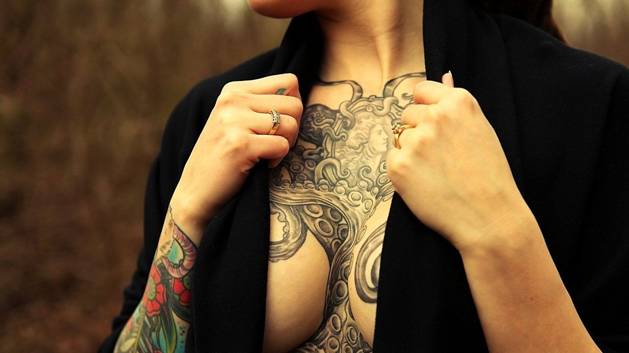 Octopus Chest Piece Tattoos Girl Tattoos Tattoo Girl Wallpaper intended for size 1280 X 720