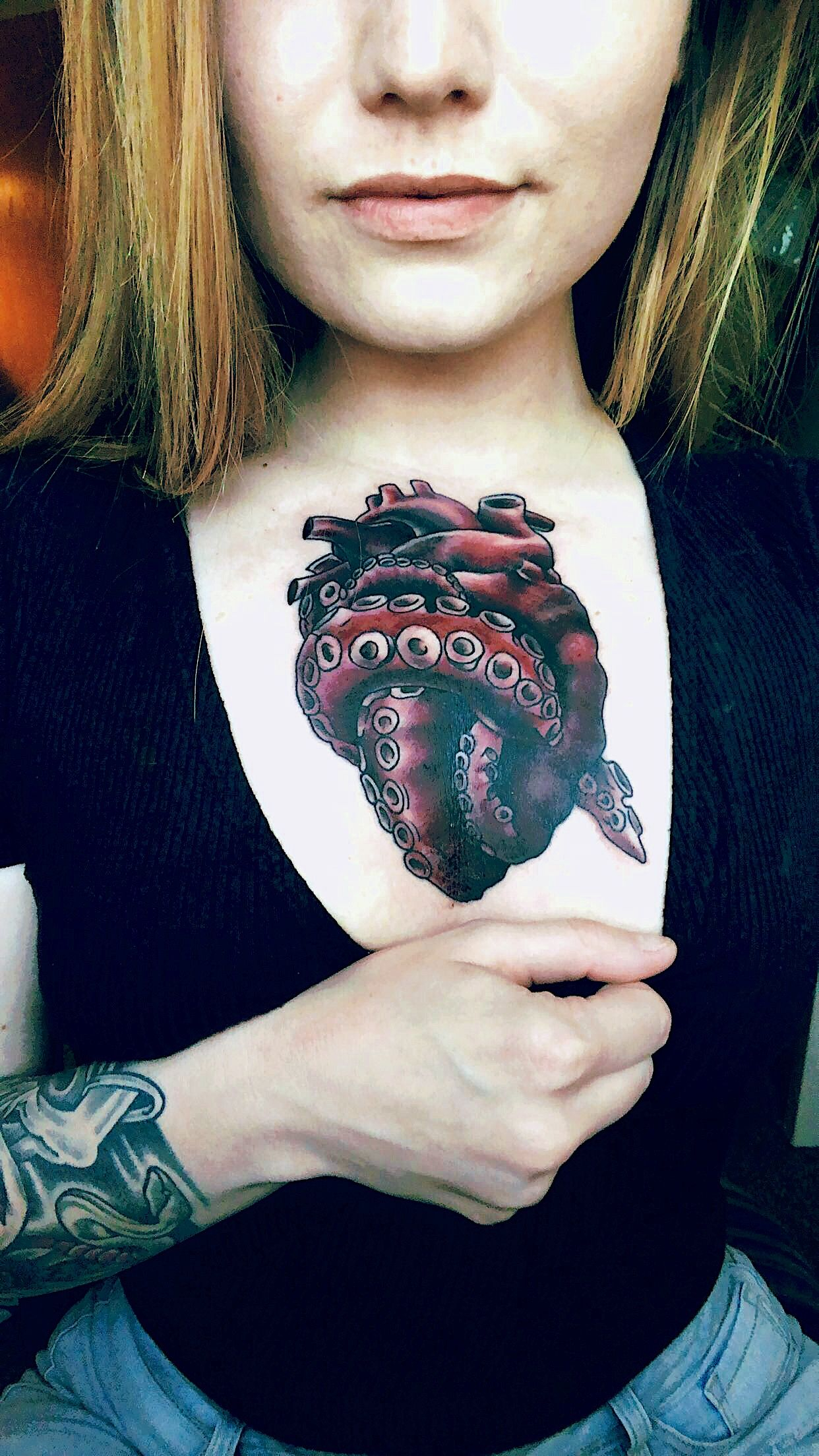 Octopus Heart Chest Tattoo Ink Chest Tattoo Tattoos Realism throughout proportions 1242 X 2208