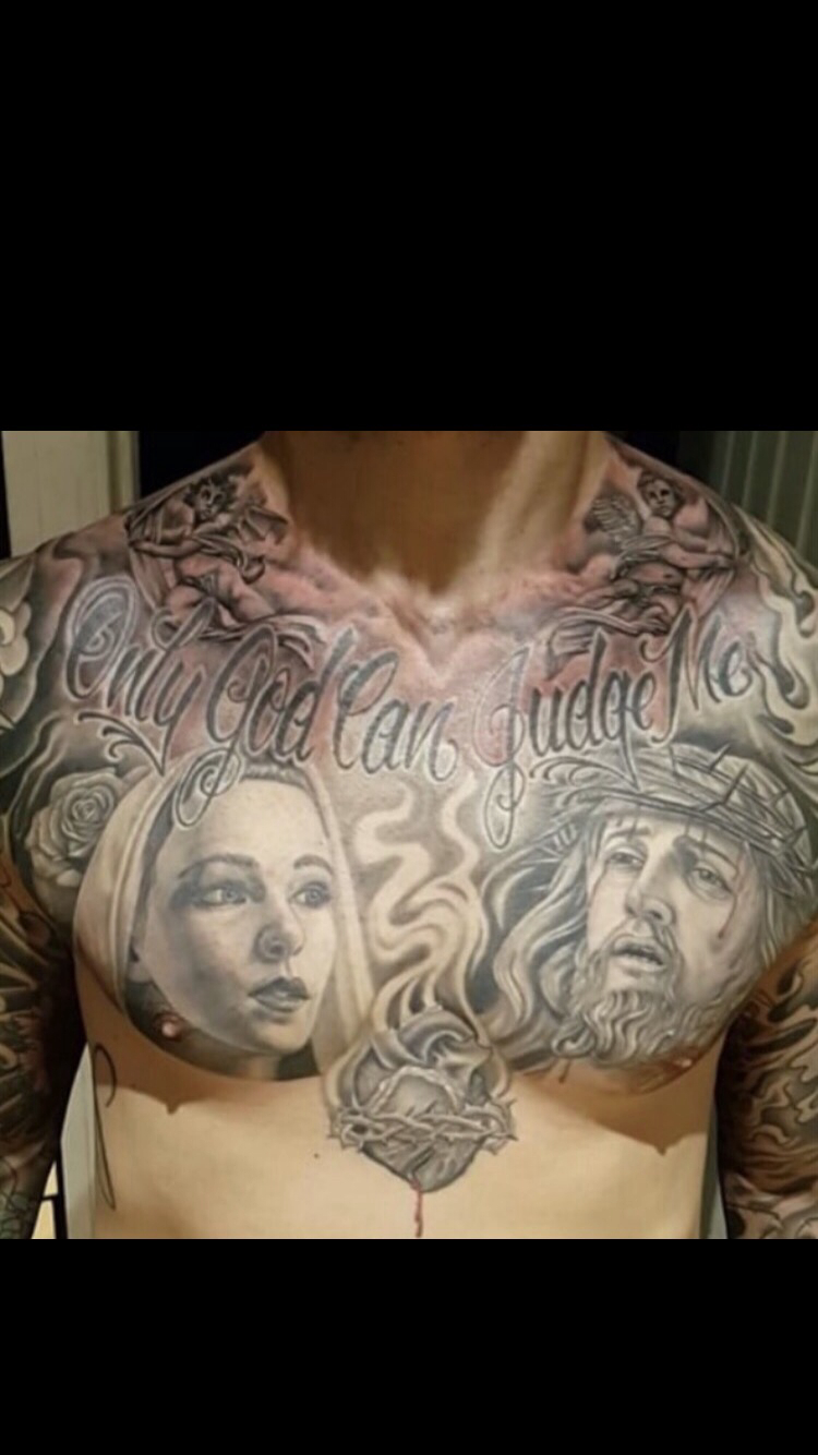 Only God Can Judge Me Jesus Mary Chest Tattoo Tattoo Ideas inside dimensions 750 X 1334