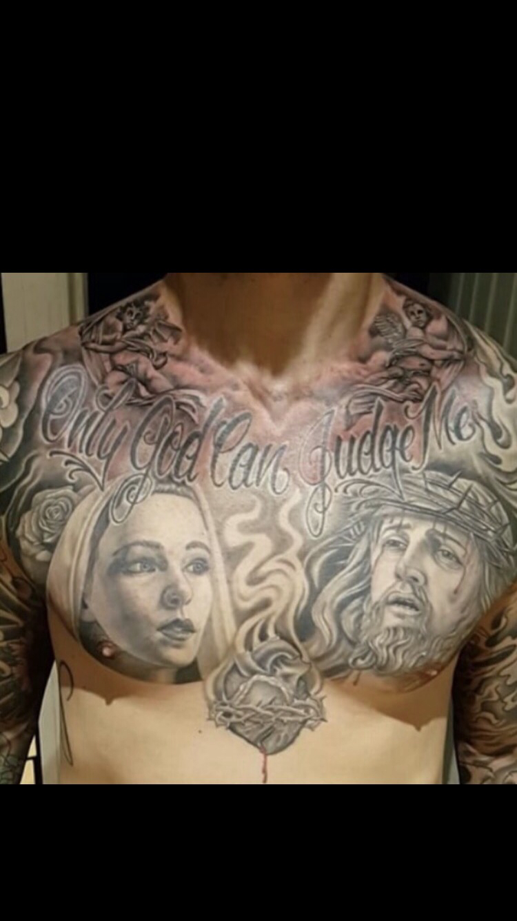 Only God Can Judge Me Jesus Mary Chest Tattoo Tattoo Ideas inside sizing 750 X 1334