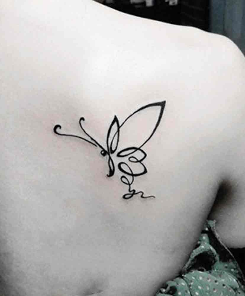 Outline Tribal Butterfly Tattoo On Back Shoulder throughout measurements 828 X 1000