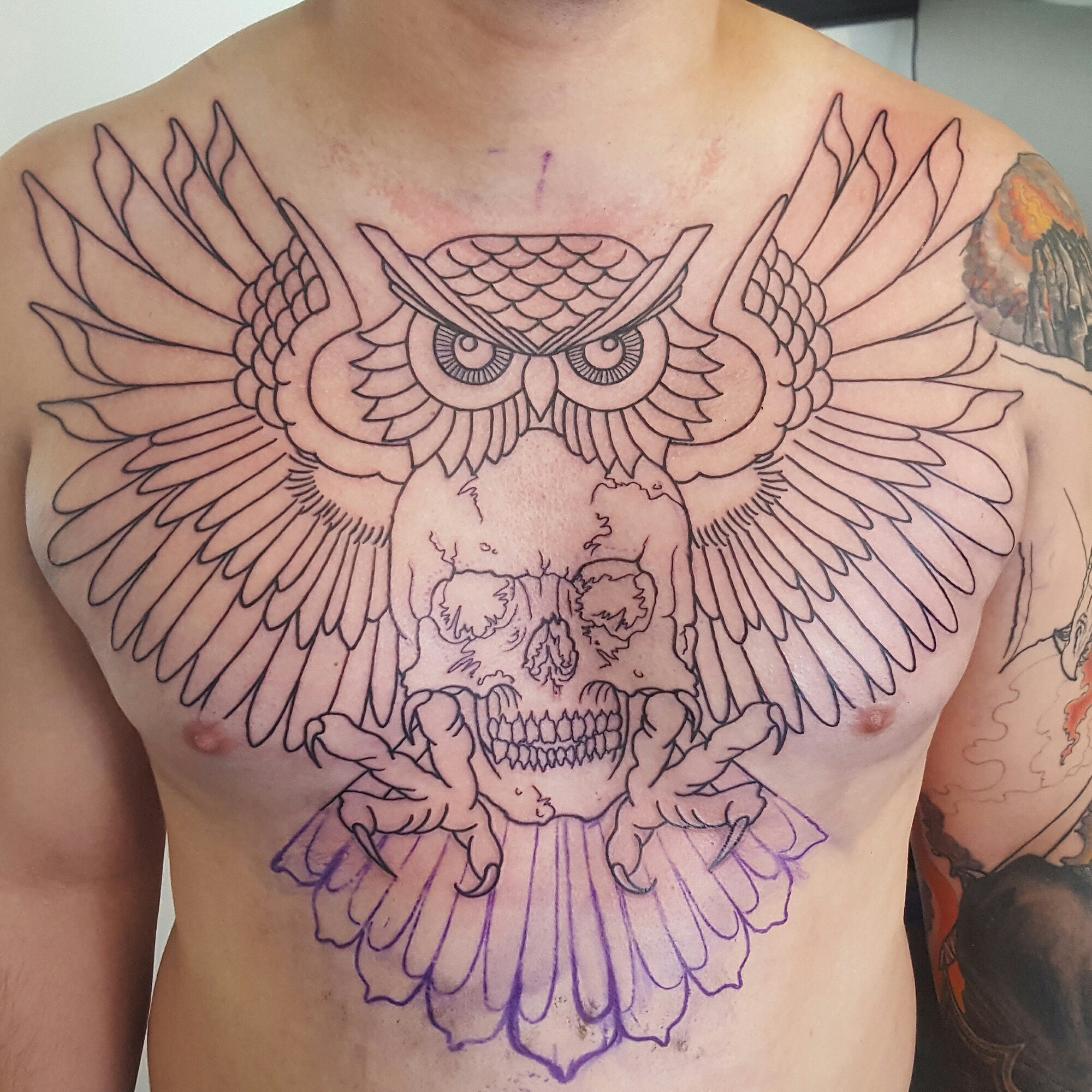 Owl Chest Piece Amanda Trouble Tattoo intended for dimensions 2000 X 2000