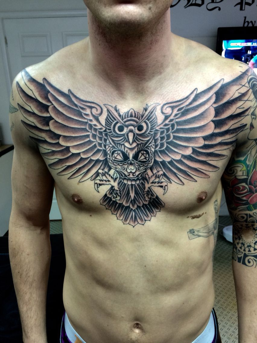 Owl Chestpiece Tattoo Design Tattoos Owl Tattoo Chest Chest with regard to proportions 852 X 1136