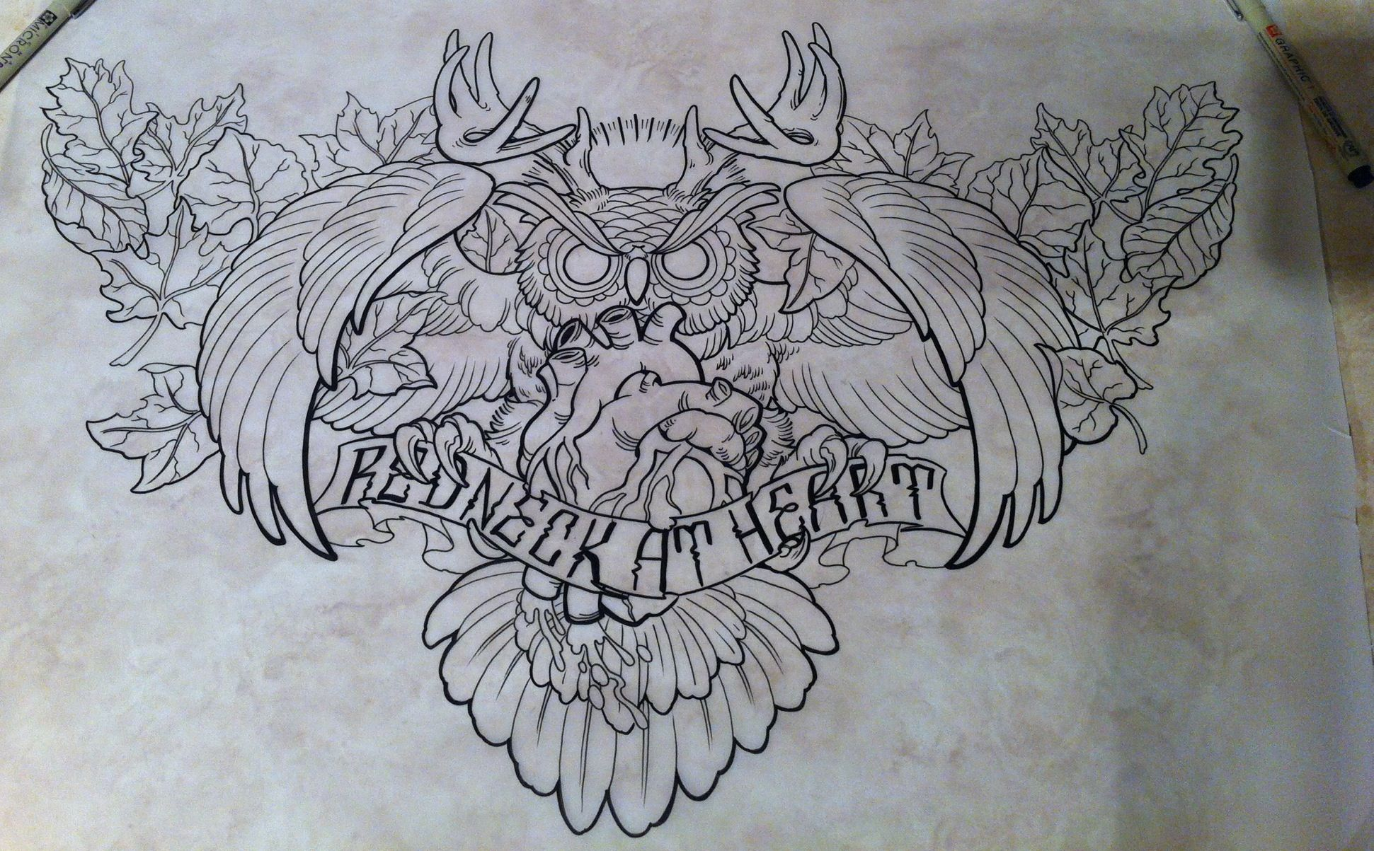 Owl Tattoo My Newest Design Huge Chest Piece Ink Owl Tattoo pertaining to proportions 1941 X 1203