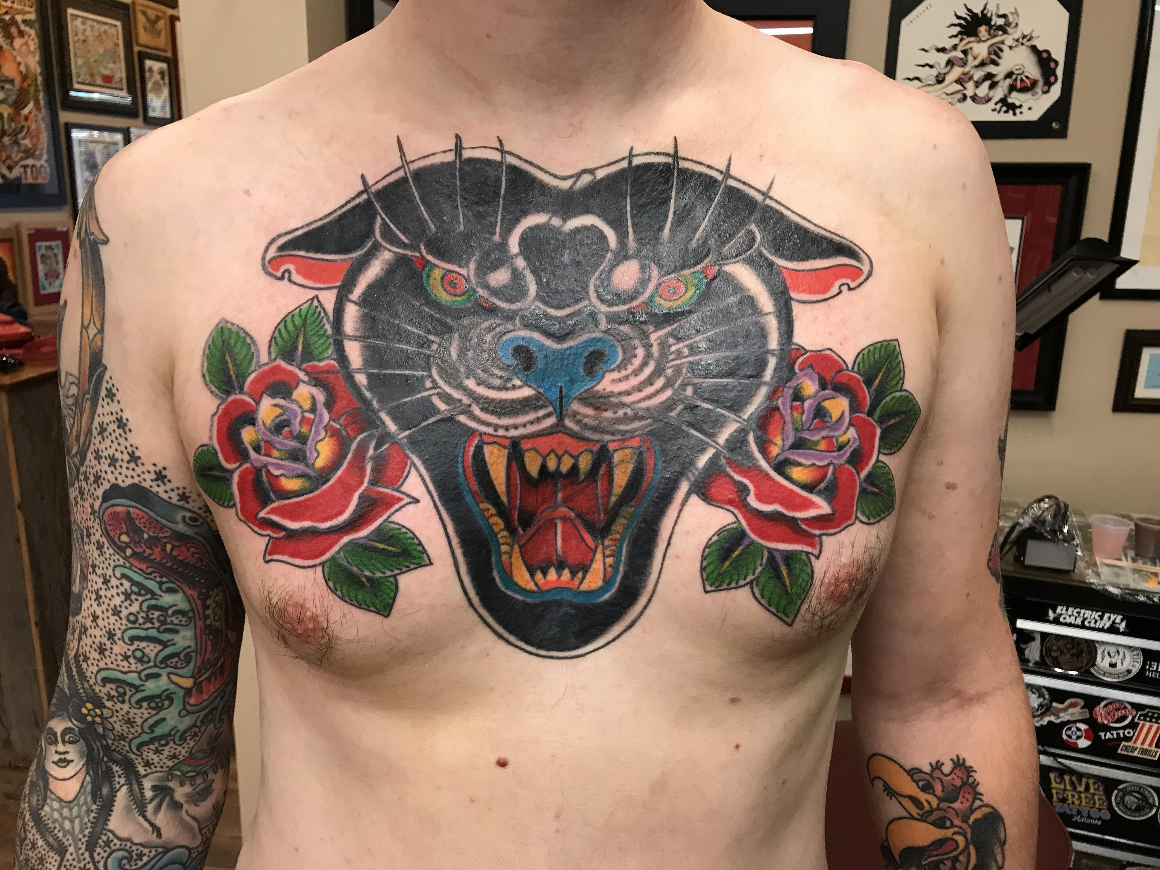 Panther Coverup Chest Piece Shaila Roach At Hell Bomb Tattoo In throughout measurements 4032 X 3024