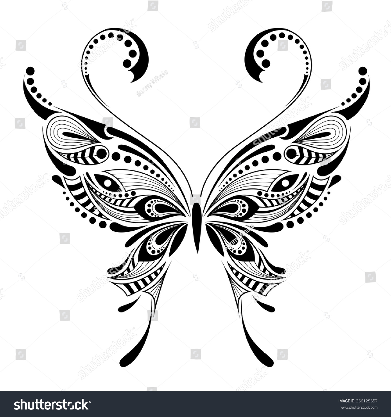 Patterned Butterfly African Indian Totem Tattoo Stock Vector inside size 1500 X 1600