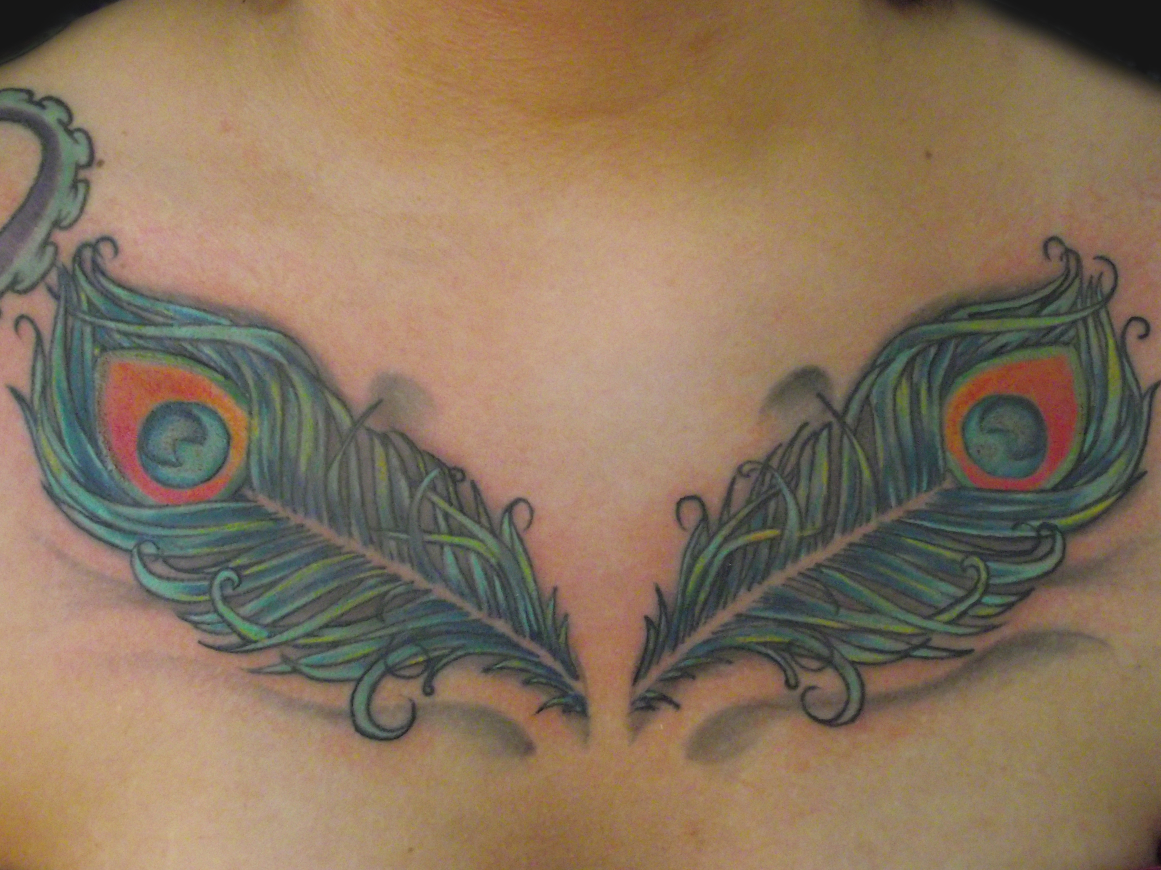 Peacock Feathers Chest Piece Tattoo with regard to sizing 4000 X 3000