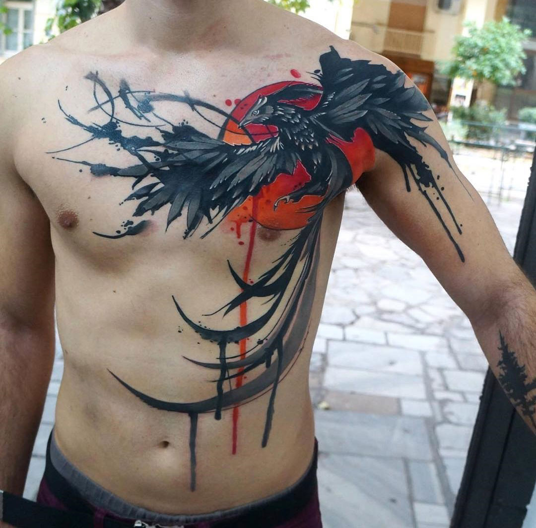 Phoenix Reborn Mens Chest Piece Best Tattoo Design Ideas pertaining to measurements 1080 X 1065