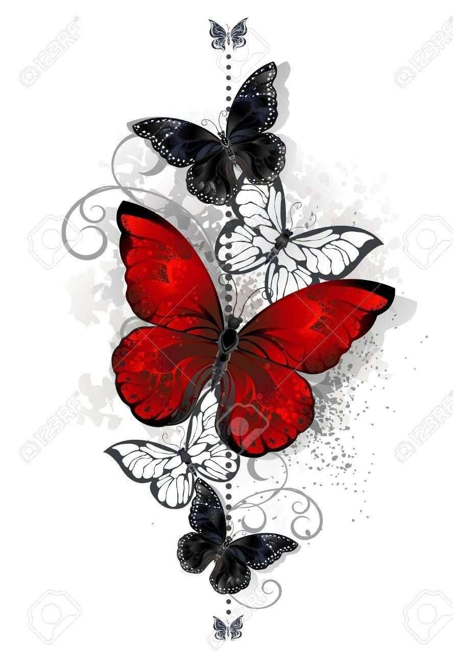 Pin Geraldine Mcgriff On Red Black White Cottage Butterfly for size 887 X 1300