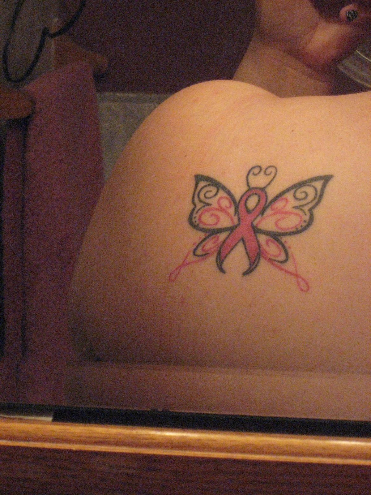 Pink Ribbon Butterfly Tattoo Butterfly Tattoos On Wrist Designs with size 1200 X 1600