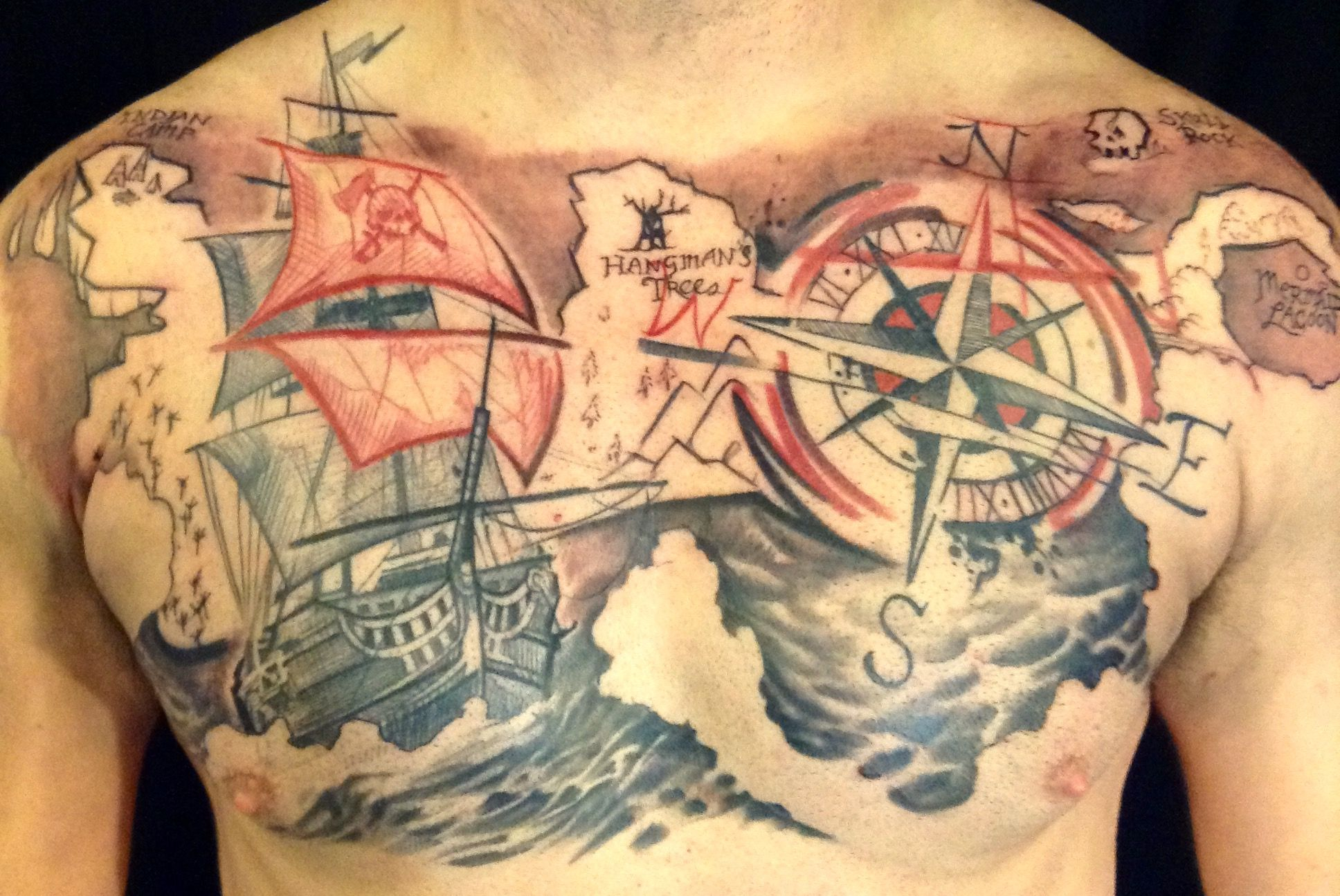 Pirate Ship Chest Tattoo Tattoo Ideas Pirate Tattoo Chest inside size 1936 X 1295
