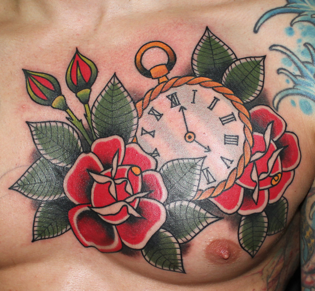 Pocket Watch On Chest Tattoo Myke Chambers Tattoo Myke Flickr intended for dimensions 1024 X 948