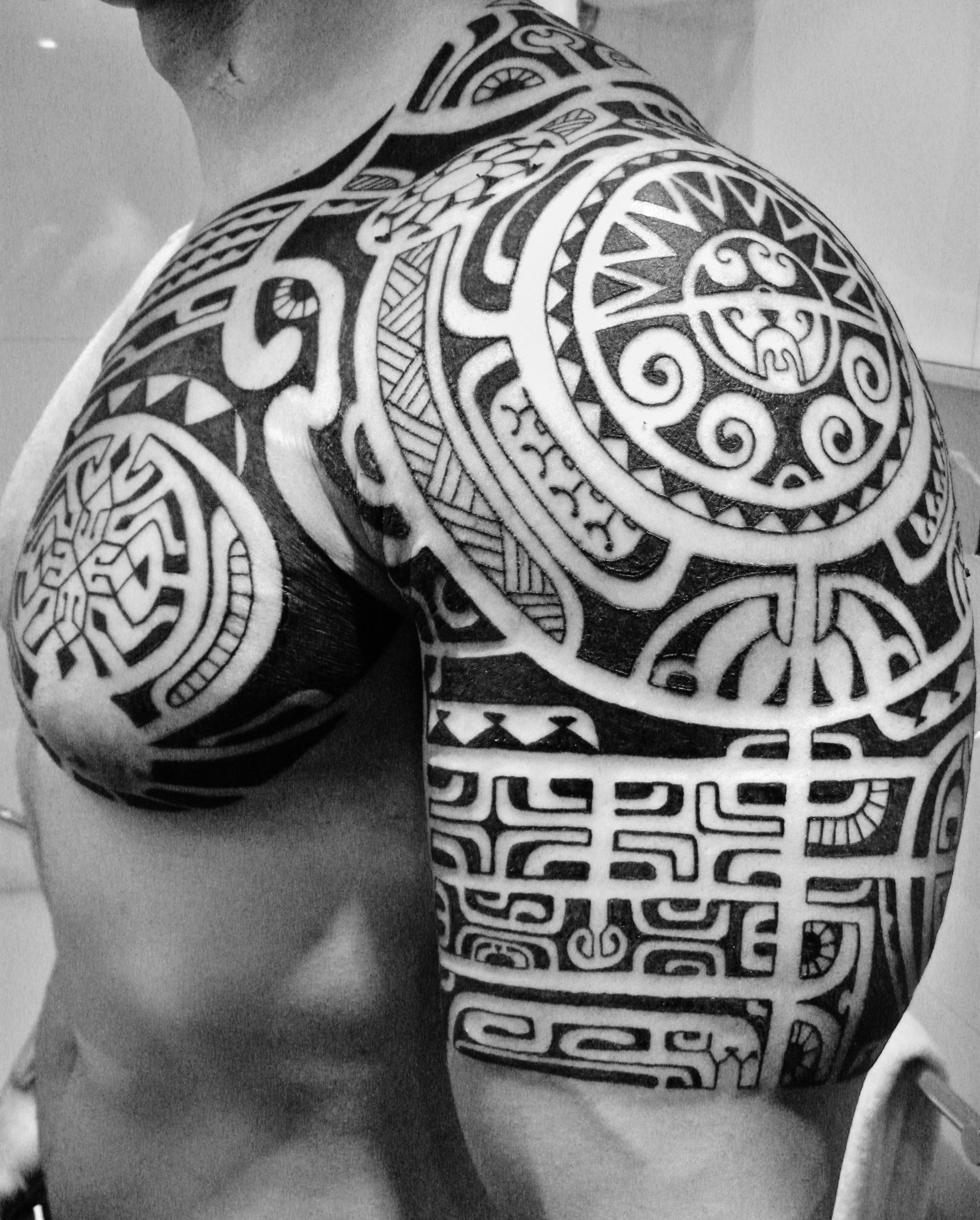 Polynesian Shoulder Chest Tattoos Pooino Yrondi Pooino Yrondi intended for proportions 2448 X 3047