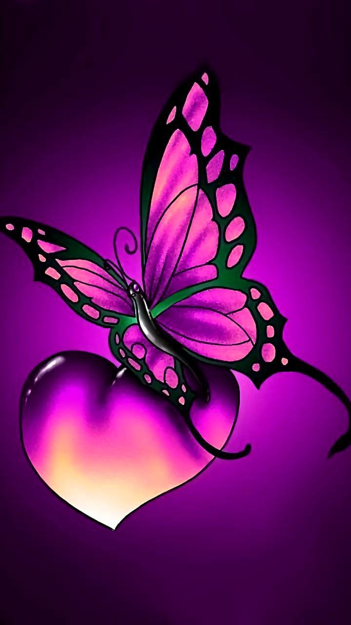 Purple Heart And Buttefly Wallpapers In 2019 Butterfly Wallpaper within dimensions 720 X 1280