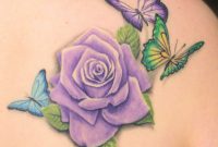 Purple Rose Tattoo With Butterflies For My Daughter Her Birth intended for proportions 3883 X 3534