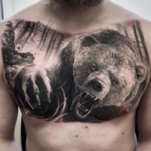 Realistic Bear Mens Chest Tattoo Best Tattoo Design Ideas with size 1080 X 1080