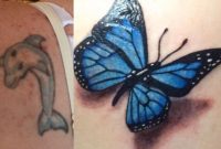 Realistic Butterfly Covered An Old Dolphin Tattoo Brilliantly pertaining to proportions 1536 X 1345