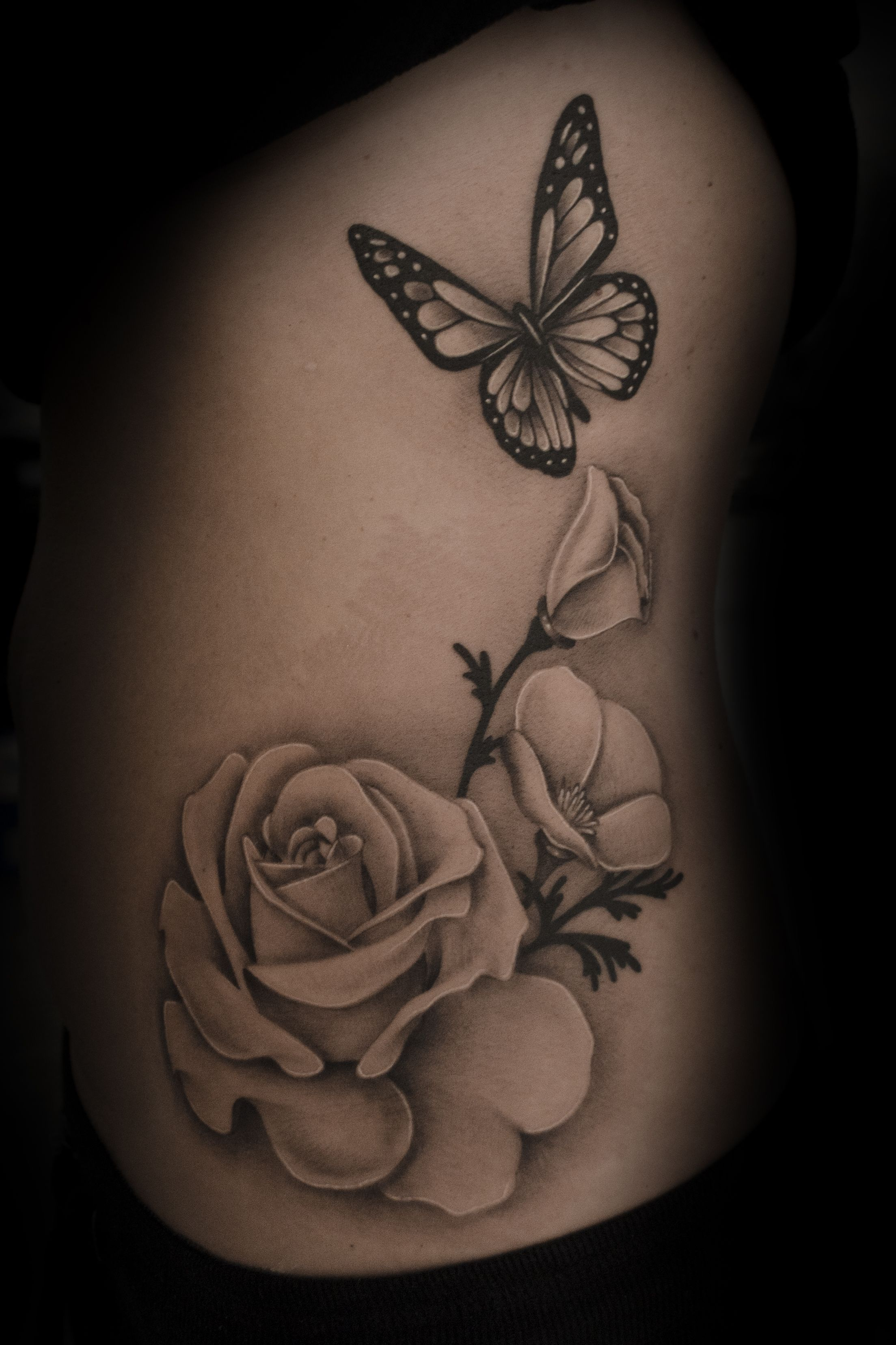 Realistic Butterfly Flower Tattoo Google Search Tattoos Rose pertaining to size 2207 X 3311