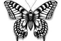 Realistic Butterfly With Shadow Tattoo Art Vector Image regarding proportions 1000 X 1080