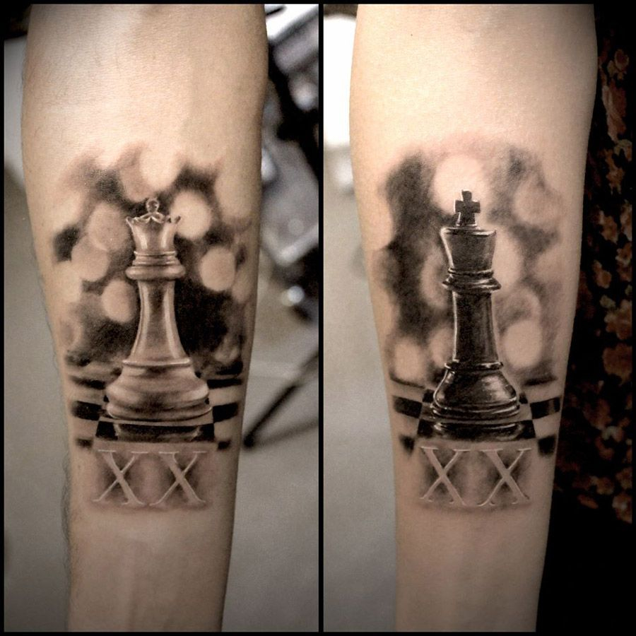 Realistic King Queen Couples Chess Pieces Best Tattoo Design intended for dimensions 900 X 900