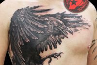 Realistic Raven Crow Chest Piece 3d Wings Black And Grey Tattoo intended for dimensions 2136 X 2676