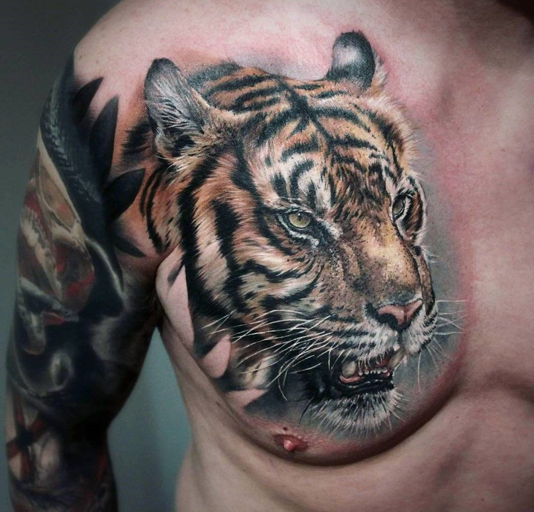 Realistic Tiger Face Animal Tattoos Tiger Tattoo Tiger pertaining to sizing 1080 X 1035