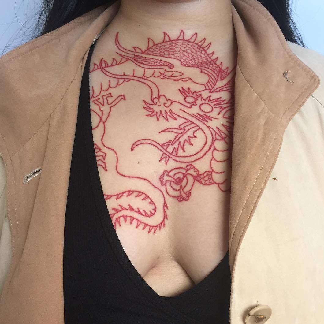 Red Oriental Style Dragon Tattoo Tattoogrid throughout dimensions 1059 X 1059